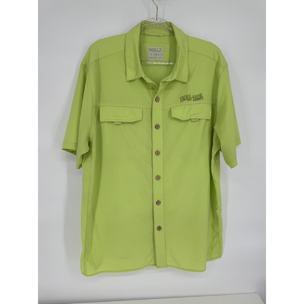 Gillz Fishing‎ Shirt Short Sleeve Extra Large Lime Gren Mens Size XL Flora-Bama